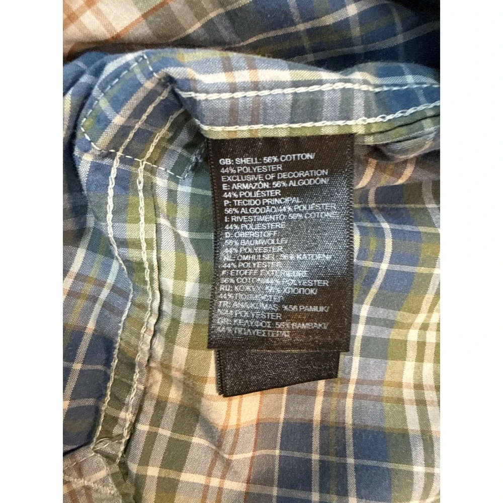 The North Face (Blue/Green) Plaid Short Sleeve Shirt Mens Medium Cotton Blend
